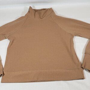 Kyodan‎ Outdoor Mock Turtleneck Women's Long Sleeve Sweater Tan Size P/S Soft